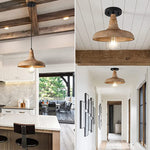 1 Light wood pendant light Farmhouse pendant light fixture Adjustable Kitchen island lights