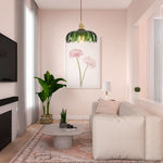 Glass vintage light fixtures Gold and green pendant light Retro chandelier shades light