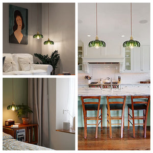 Glass vintage light fixtures Gold and green pendant light Retro chandelier shades light