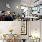 Gold and glass pendant light Adjustable Cord for Kitchen Island light Conical-Shaped Lamp