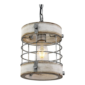 Retro industrial wood pendant light vintage cage foyer pendant lamp