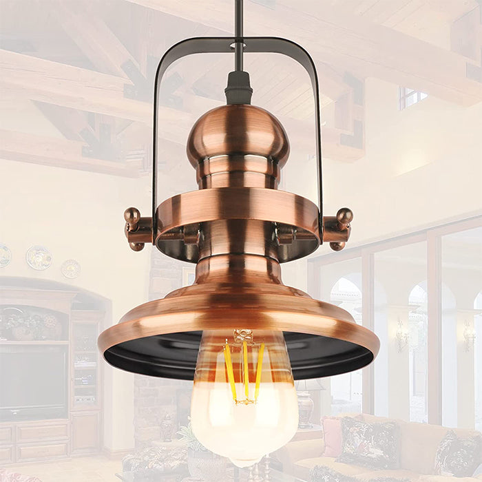 Retro pendant light with rose gold finish farmhouse adjustable hanging light fixture