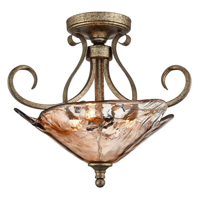 Rust semi flush mount ceiling light vintage glass ceiling lamp