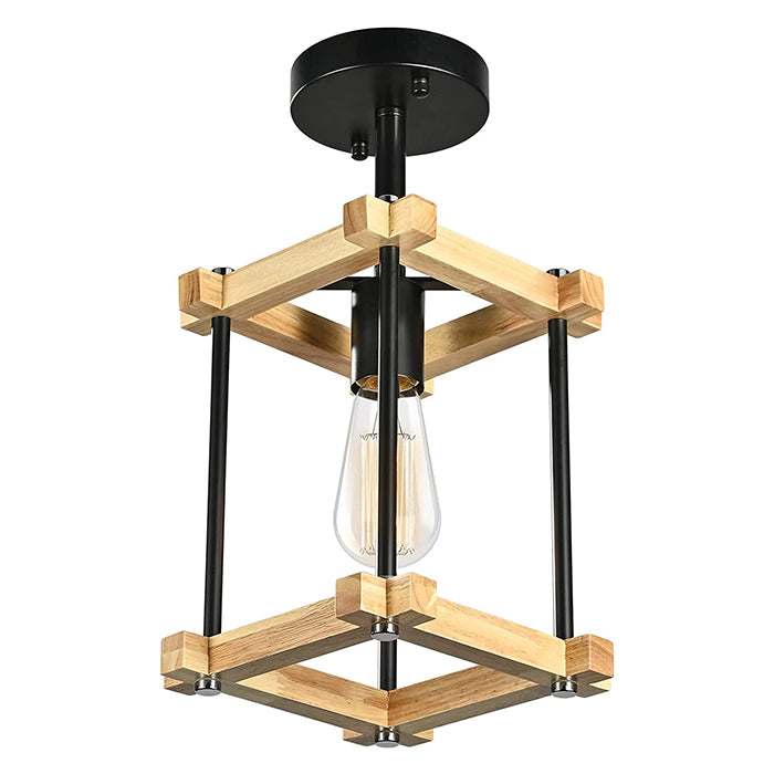 Semi flush mount pendant light fixture wood close to ceiling ight