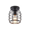 Simplicity industrial flush mount light fixture black farmhouse cage ceiling lamp