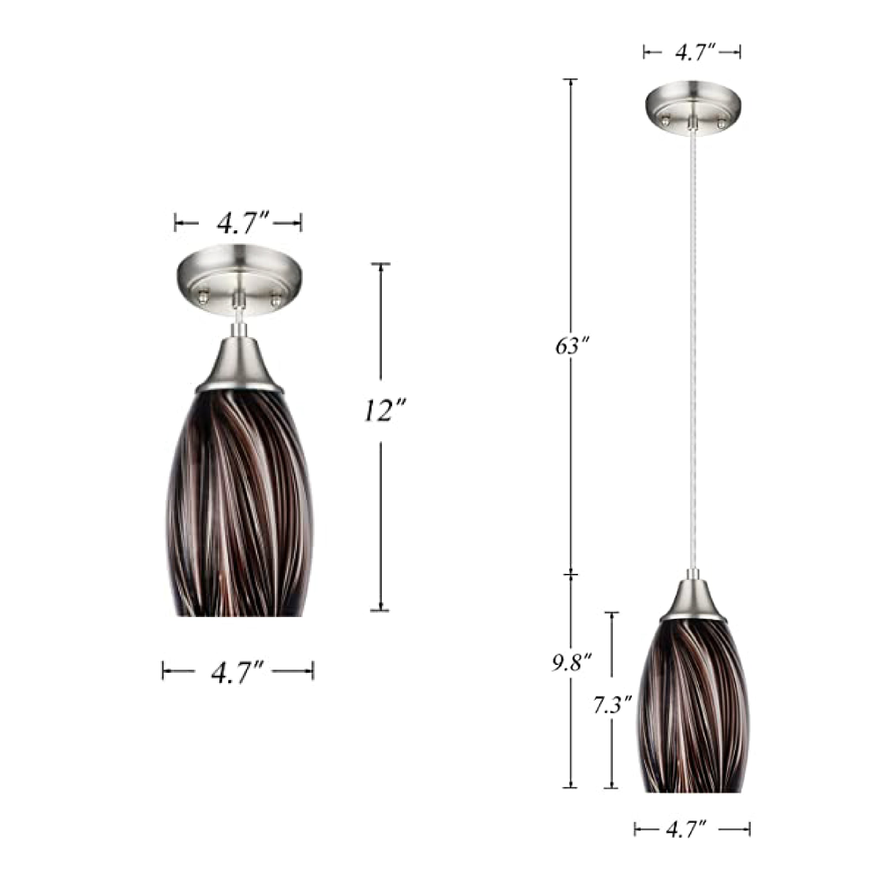 Metal bathroom pendant lights modern kitchen lighting fixtures ceiling hanging Coffee Brown glass art