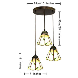 3 Lights tiffany pendant light Vintage green pendant light 10 Inch stained glass hanging shop light