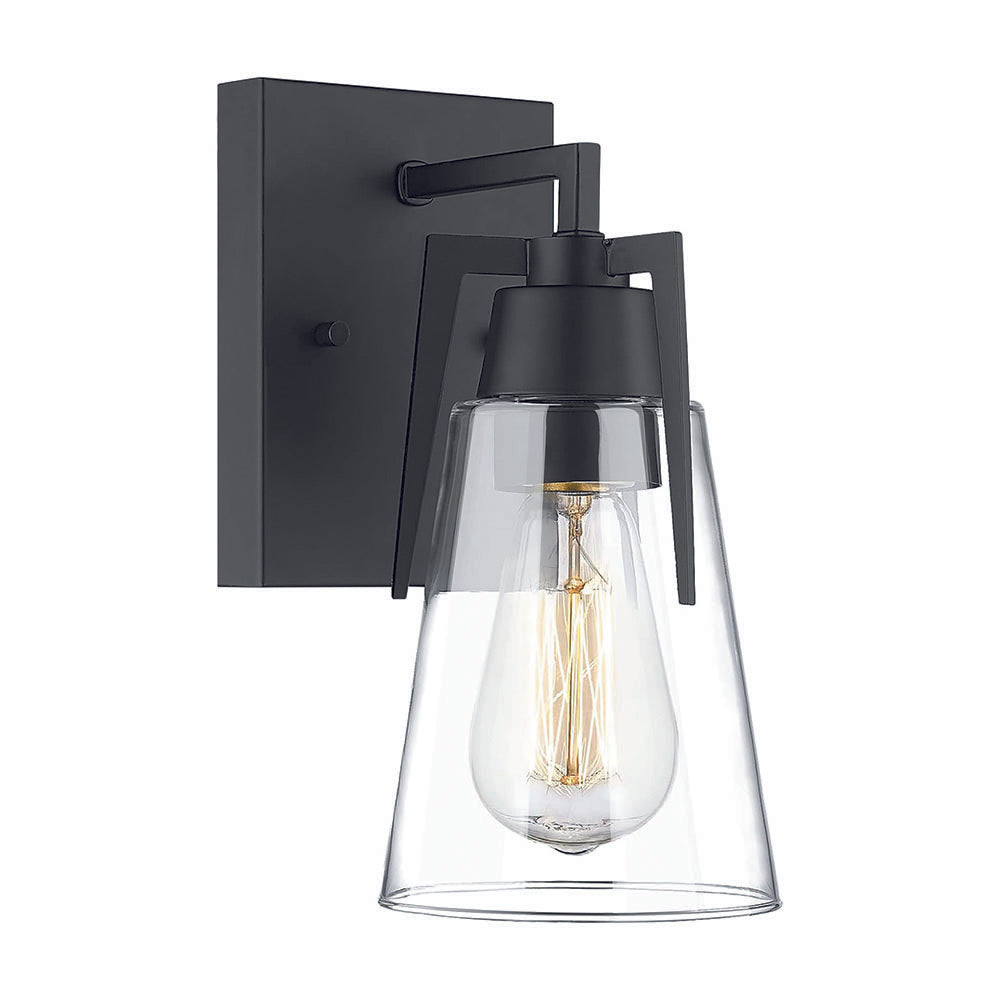 1-light vanity light black bathroom light glass, metal wall light
