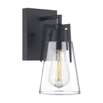 1-light vanity light black bathroom light glass, metal wall light