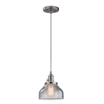 Pendant light brushed nickle mini bell light alloy steel, glass seeded light