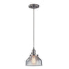 Pendant light brushed nickle mini bell light alloy steel, glass seeded light