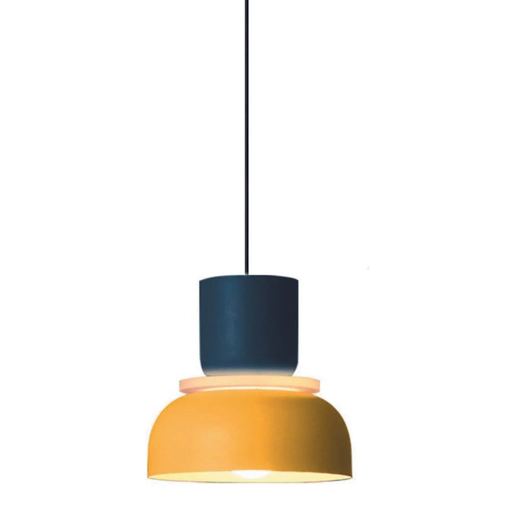 Industrial dining room light yellow and blue hanging light aluminum acrylic pendant light