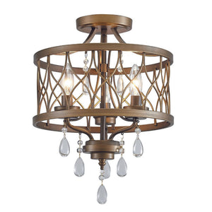 3-light entryway light bronze pendant ceiling lamp metal crystal chandelier light