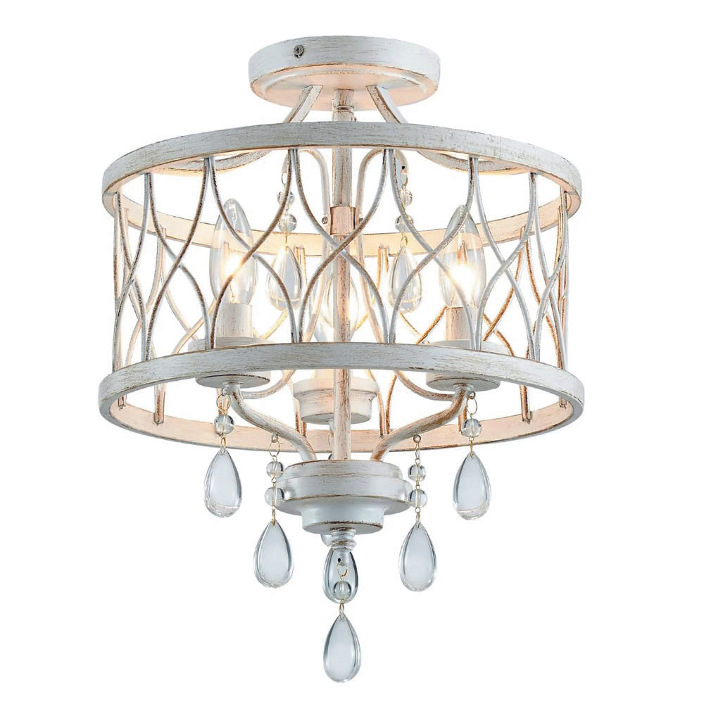 3-light chandelier light white ceiling lamp metal, crystal corridor light