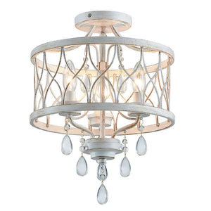 3-light chandelier light white ceiling lamp metal, crystal corridor light