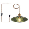 14.76ft long cord dinning room light green plug-in light glass pendant light