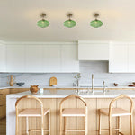 Contemporary hallway light fixtures green mount flush light glass, metal ceiling light