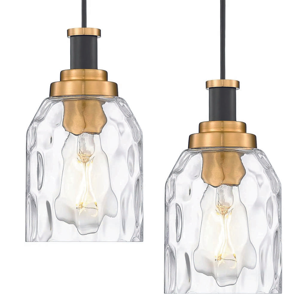 2 pack hanging light black & gold hallway light  glass metal pendant light