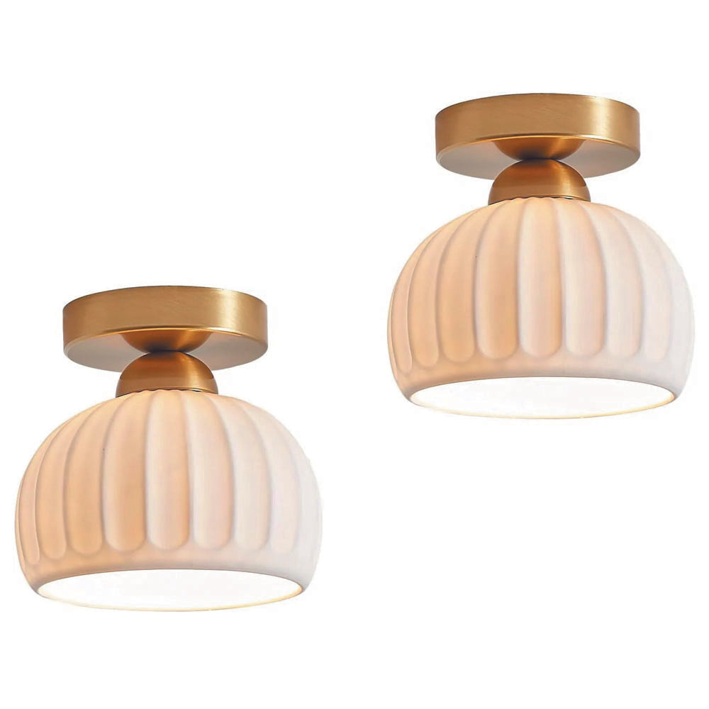 2 pack ceiling light gold flush mount light ceramic, iron porch light