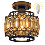 Led chandelier light black+clear entryway light glass, metal ceiling light