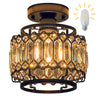 Led chandelier light black+clear entryway light glass, metal ceiling light