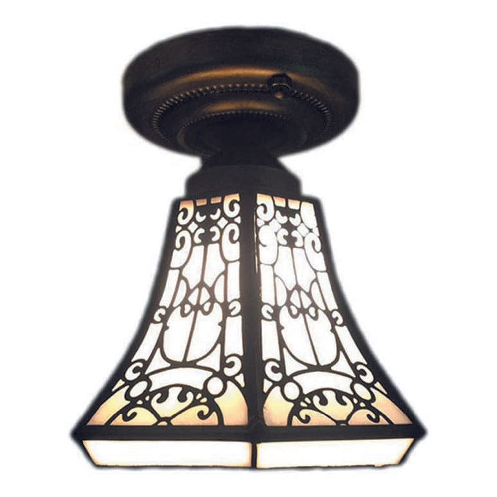 1 light ceiling light brown pendant light metal + art glass hallway light