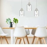 3 pack industrial pendant light fixture with glass shade