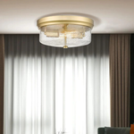 Gold close to ceiling light fixture modern flush mount ceiling lamp with seeded glass