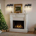 3 Light bulb light black wall sconce metal, wood wall light