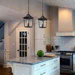 Farmhouse exterior hanging porch light black chandelier with seeded glass shade