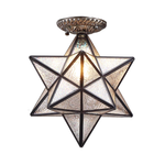 Moravian star ceiling light fixture industrial semi flush mount ceiling lamp with Tiffany glass