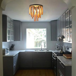 3 Light semi light wood bedroom light wood  ceiling lighting