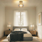 1 light light bulb metal glass flush mount gold ceiling light