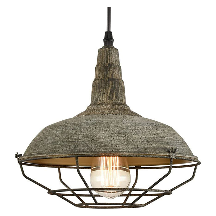 Vintage barn ceiling pendant light rust cage hanging light