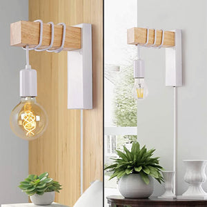 White sconce light Wood & Metal sconces wall lighting plug in Modern plug in wall lamp