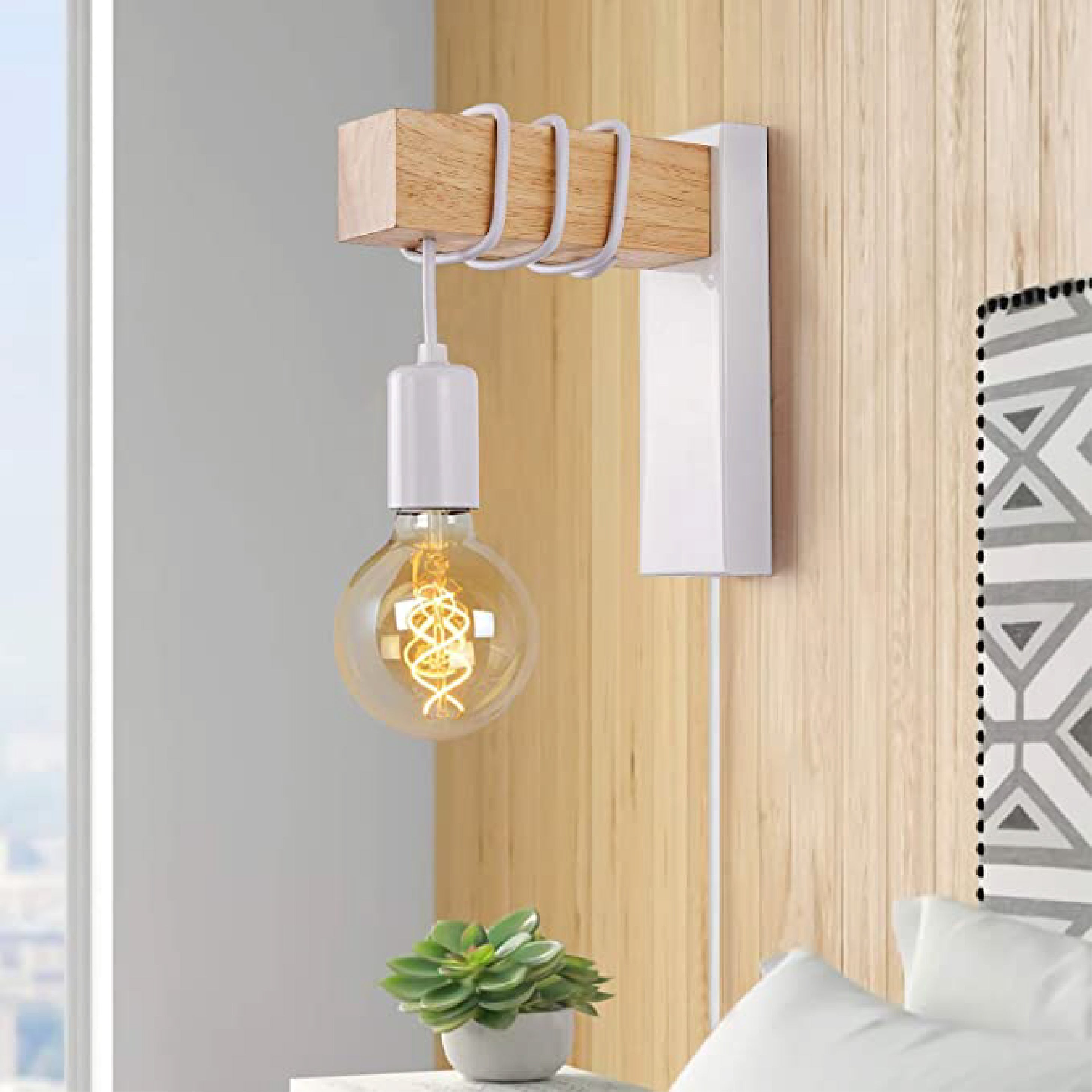 White sconce light Wood & Metal sconces wall lighting plug in Modern plug in wall lamp