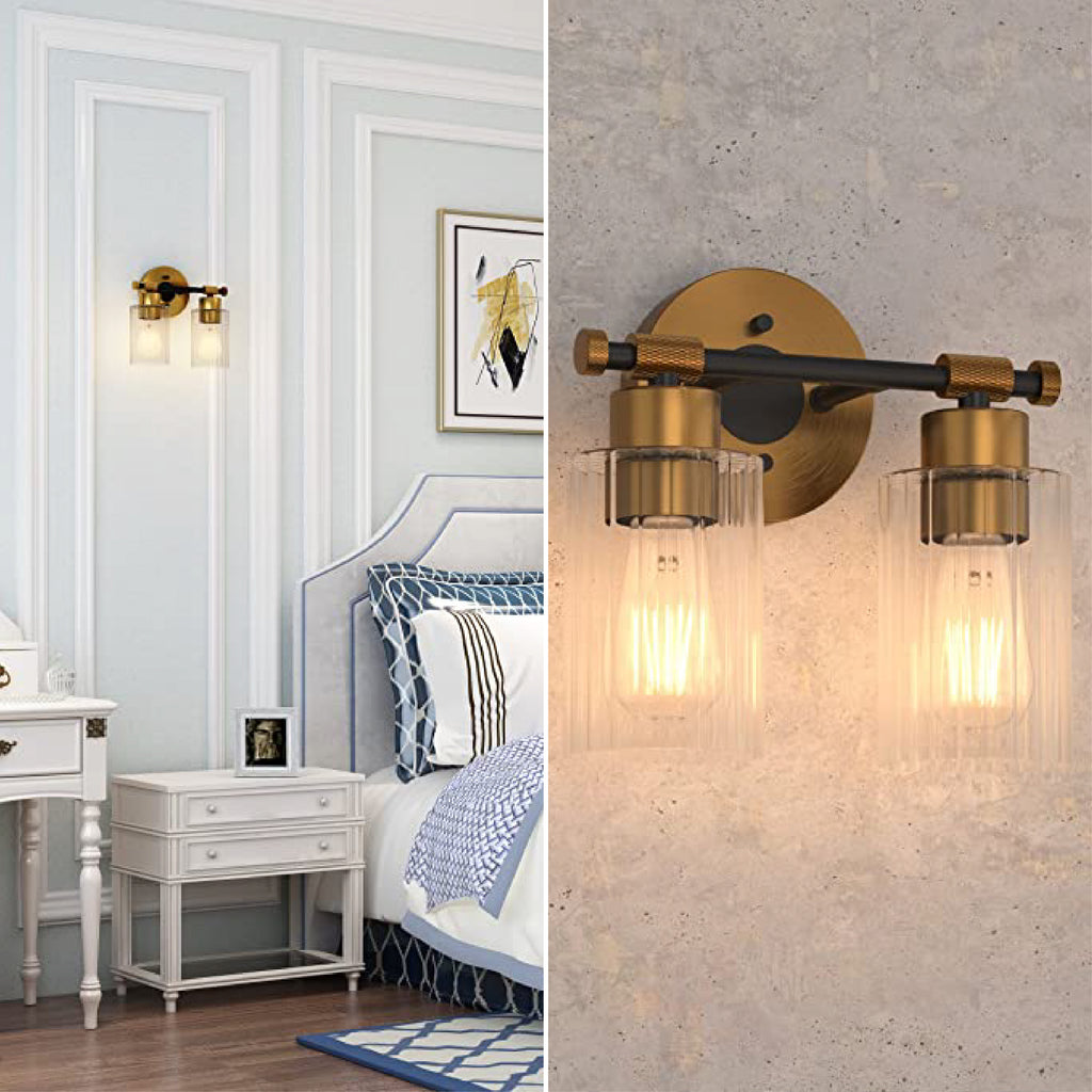 2-Light wireless vanity lights Gold wireless lighting Metal bath lights