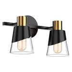 2 Lights black vanity light Clear & Gold bathroom vanity light fixtures Metal art lighting