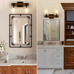 2-Light rustic bathroom light fixtures Farmhouse rustic vanity lights for bathroom Glass &  Metal Wall light