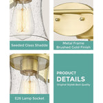2-Light brushed gold vanity light  Glass & Metal led light for kitchen Gold led Wall light fixtures