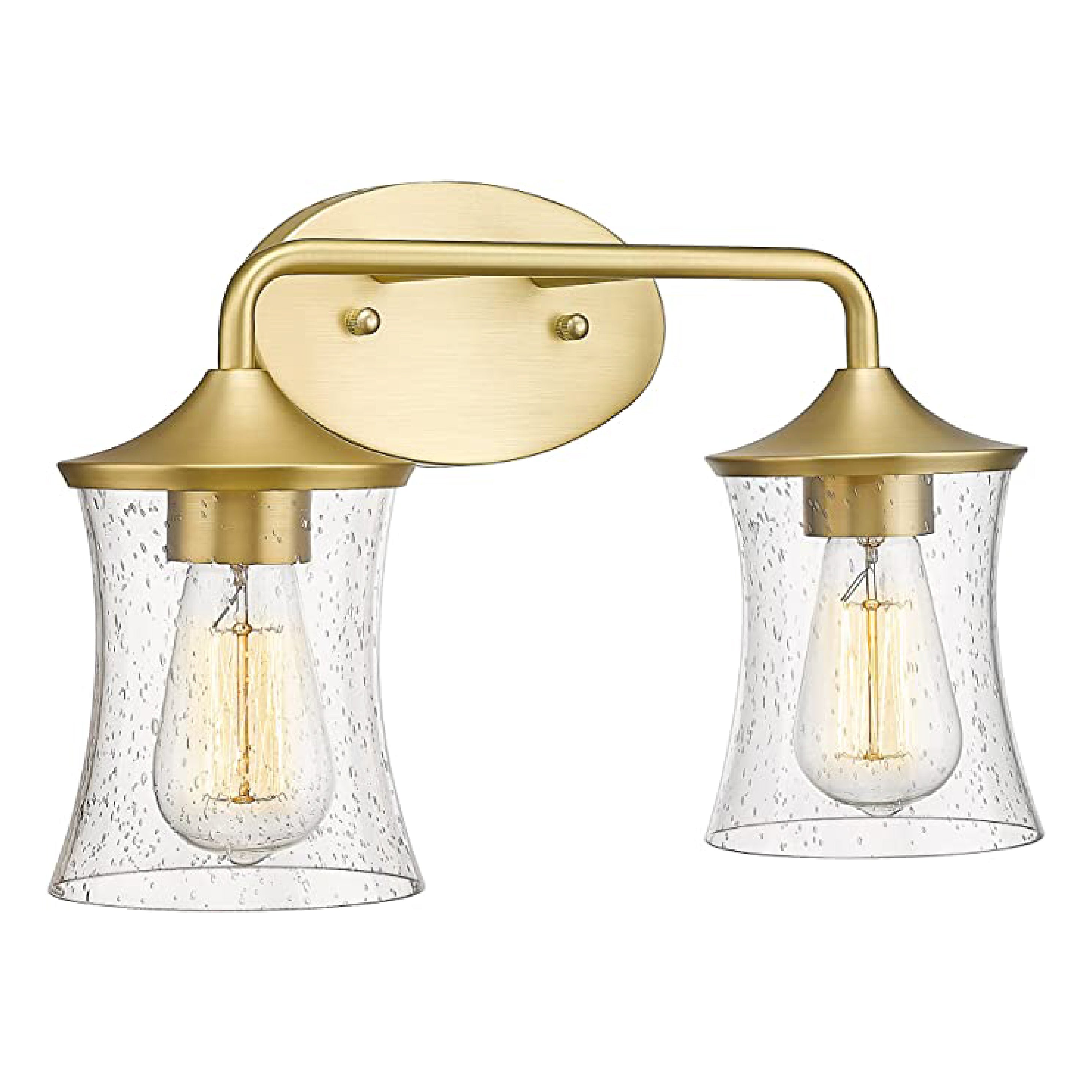 2-Light brushed gold vanity light  Glass & Metal led light for kitchen Gold led Wall light fixtures