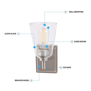 1-Light brushed gold vanity light  Steel led light for kitchen Brushed Nickel led Wall light fixtures