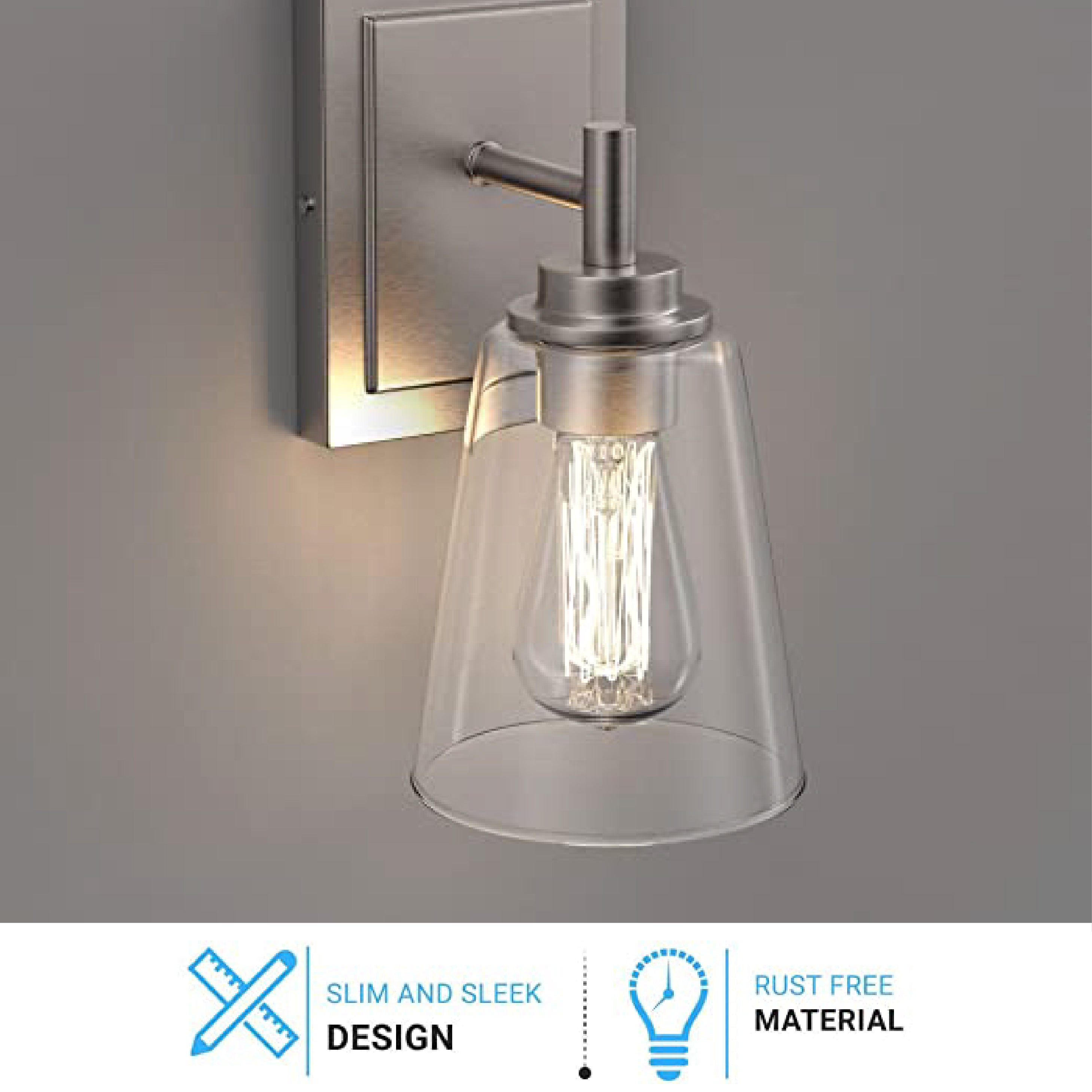 1-Light brushed gold vanity light  Steel led light for kitchen Brushed Nickel led Wall light fixtures