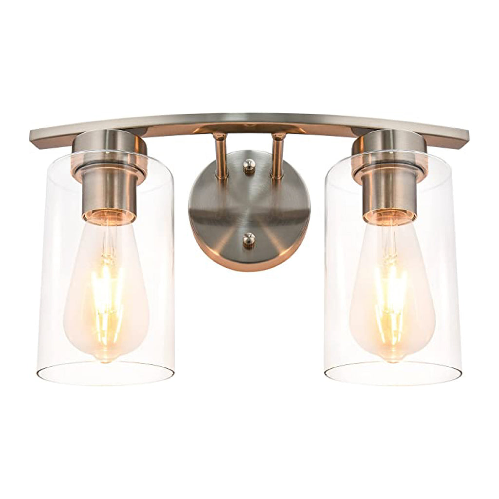 2-Light brushed light fixture bathroom Glass bathroom light fixture  Brush Nickel light fixture bathroom