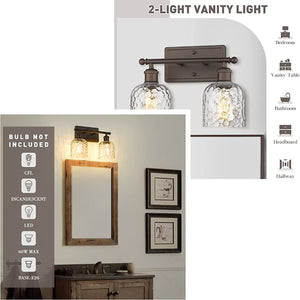 2 light vanity fixture Metal bronze vanity light  Oil Rubbed Bronze bathroom wall lights