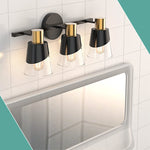 3 Lights brass bathroom light fixtures Gold wall mirror with lights Metal brass vanity light