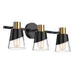 3 Lights brass bathroom light fixtures Gold wall mirror with lights Metal brass vanity light