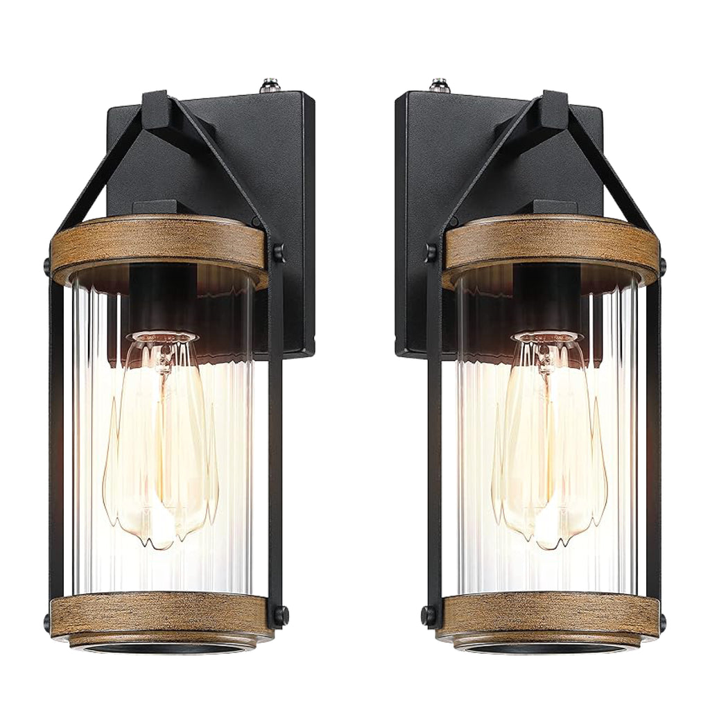 Antique a light bulb Black & Wood Texture wall sconce Metal wall porch lighting