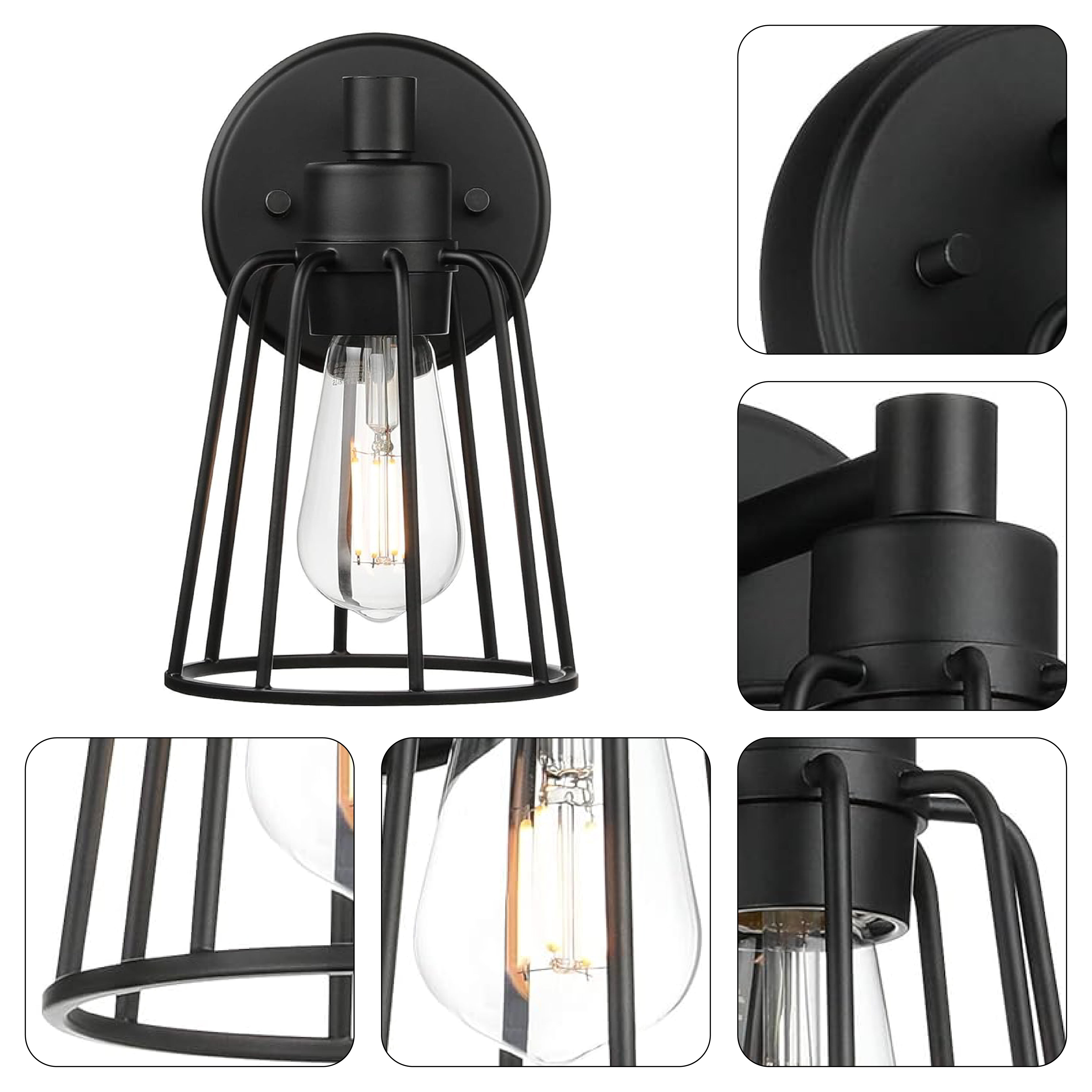 Farmhouse light fixture Matte Black wall lighting Iron sconce light wall