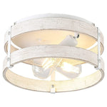 White flush mount ceiling light fixture 2 light wood drum ceiling lamp